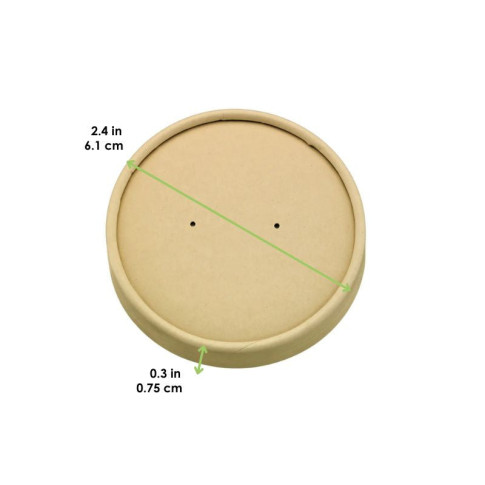 Coperchio in cartone kraft plastic-free waterbased per alimenti caldi e freddi (C/PAP 81)  H7,5mm