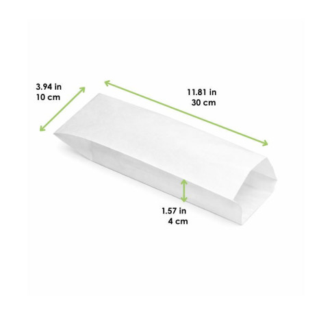Sacchetto per panino in carta antiunto bianca 100x40mm H300mm