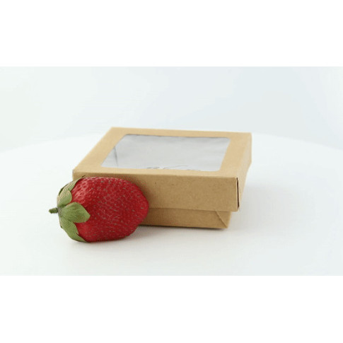 Scatola "Kray" in cartone kraft con coperchio a finestra 115x115mm H40mm 350ml