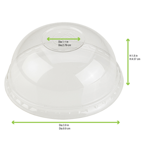 Coperchio in PLA trasparente a cupola con foro  H50mm