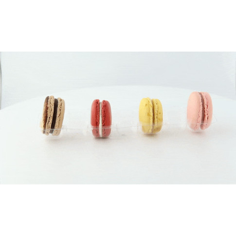 Inserto in PET trasparente per 7 macarons con chiusura clip 213x62mm H23mm