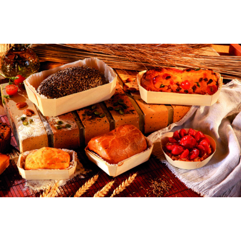 Stampo da forno in legno con pirottino in carta 120x90mm H40mm 300ml