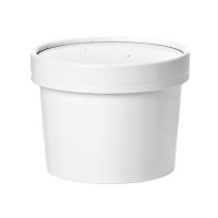 Contenitore in cartone bianco per alimenti caldi e freddi, con coperchio  H60mm 230ml