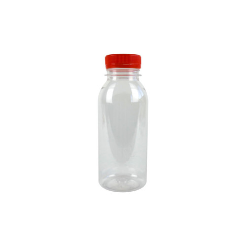 bottiglia di plastica RPET trasparente con tappo arancione attaccato 56 H150mm 250ml