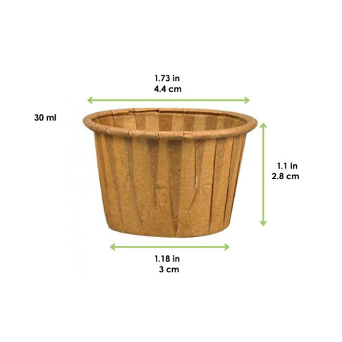 Coppetta in carta marrone plissettata anche per cottura in forno  H28mm 30ml