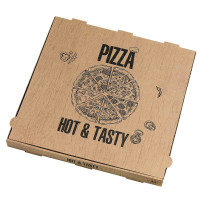 Scatola da pizza in cartone kraft con decorazione "Hot and Tasty"  400x400mm H40mm