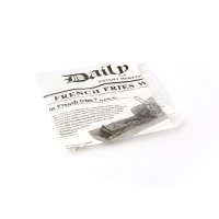 Sacchetto in carta bianca aperto su 2 lati, decorazione stampa di giornale 130x130mm