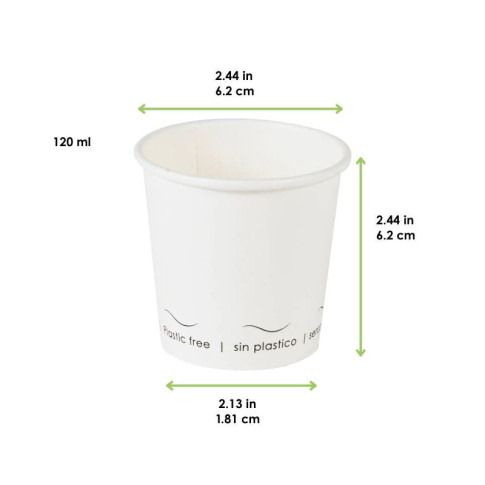 Bicchiere cartone bianco Eden plastic-free (PAP20)  H62mm 120ml