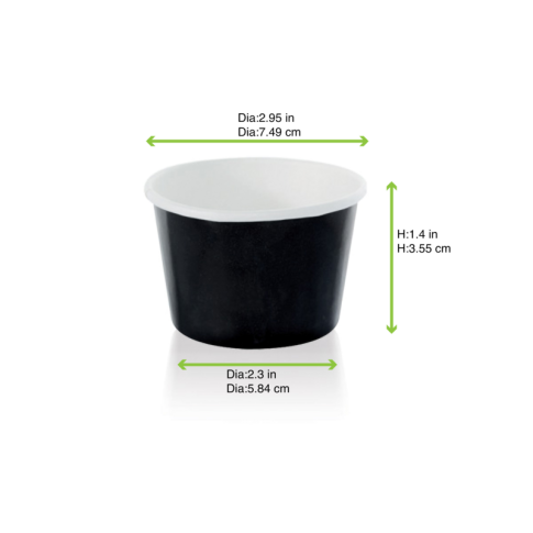 Contenitore in cartone nero per alimenti caldi e freddi  H39mm 86ml