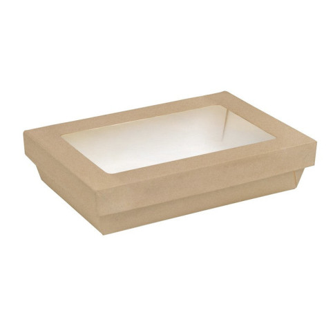 Scatola "Kray" in cartone kraft con coperchio a finestra 225x155mm H53mm 1500ml