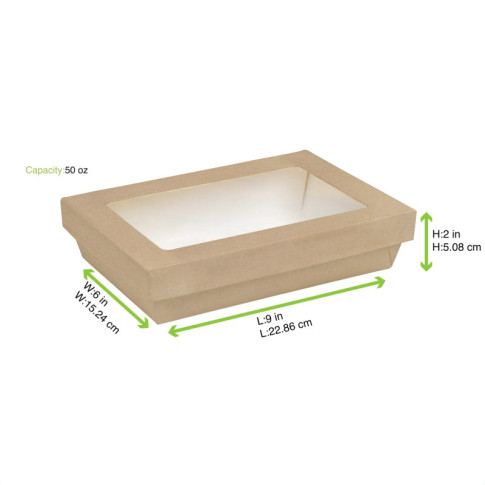Scatola "Kray" in cartone kraft con coperchio a finestra 225x155mm H53mm 1500ml