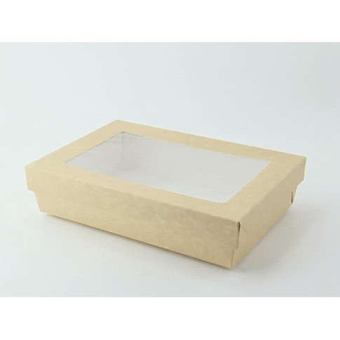 Scatola "Kray" in cartone kraft con coperchio a finestra 225x155mm H53mm 1500ml