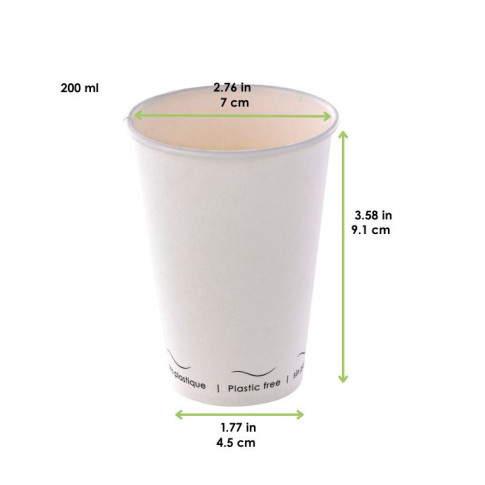 Bicchiere cartone bianco Eden plastic-free (PAP20)  H91mm 200ml