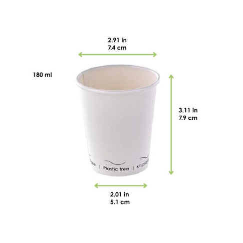 Bicchiere cartone bianco Eden plastic-free (PAP20)  H79mm 180ml