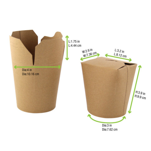 Contenitore tondo kraft stile orientale, chiusura a incastro 72x87mm H95mm 550ml