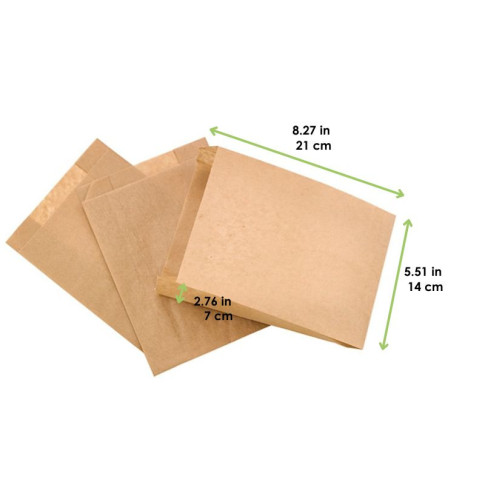 Sacchetto multiuso in carta scura kraft antiunto 140x70mm H210mm