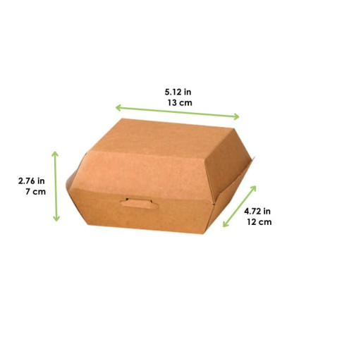 Scatola per hamburger in cartone kraft 130x120mm H70mm