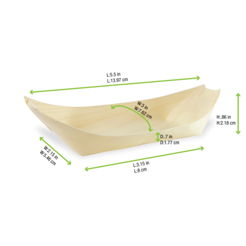Vaschetta in legno a forma di barca 145x75mm H20mm
