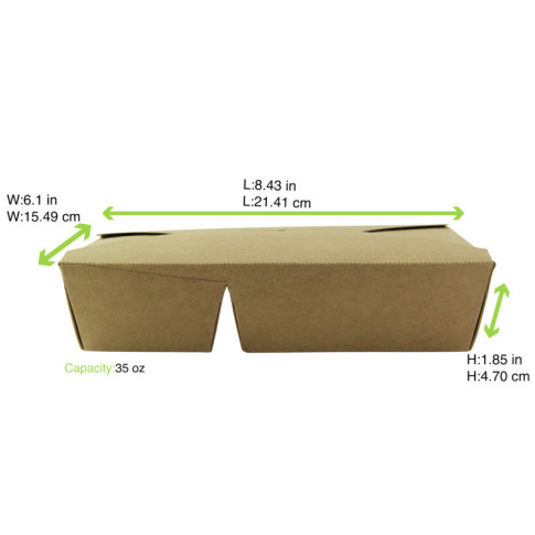 Lunchbox 2 scomparti in cartone kraft con chiusura a incastro 214x160mm H47mm 1 090ml
