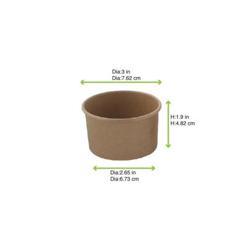 Contenitore in cartone kraft kraft per alimenti caldi e freddi  H44mm 130ml