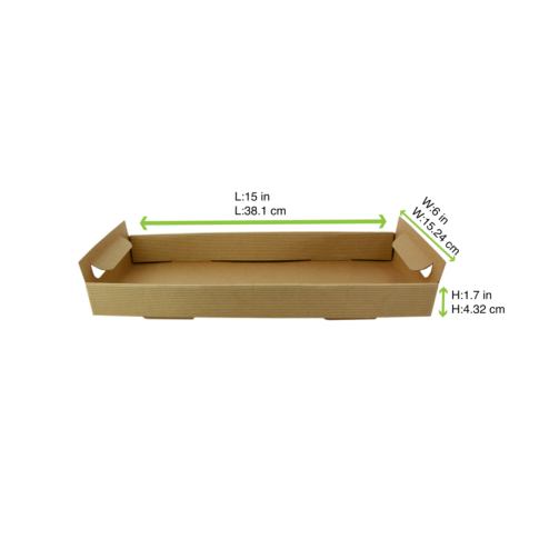 Vassoio in cartone kraft con maniglie (PAP20) 390x150mm H44mm