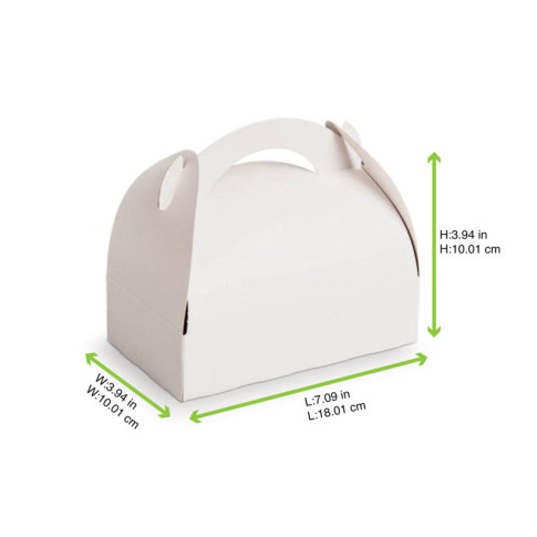 Scatola da pasticceria in cartone bianco con manici 180x100mm H115mm