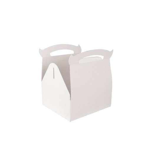 Scatola da pasticceria in cartone bianco con manici 180x100mm H115mm