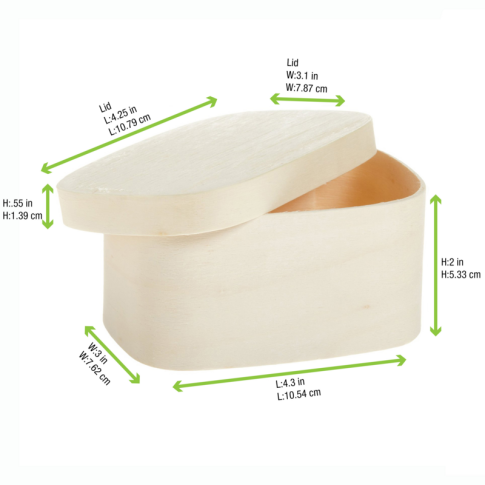 Scatola in legno con coperchio 110x80mm H55mm 240ml