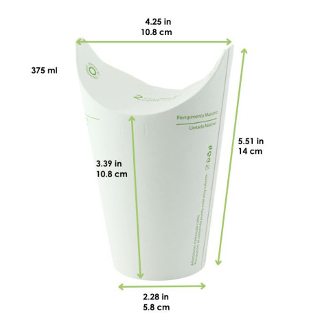 Bicchiere in cartone con coperchio pieghevole integrato (PAP1)  H105mm 375ml