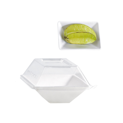 Piatto "EcoDesign" in polpa di canna da zucchero  130x85mm H28mm 150ml