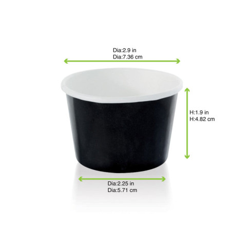 Contenitore in cartone nero per alimenti caldi e freddi  H49mm 130ml