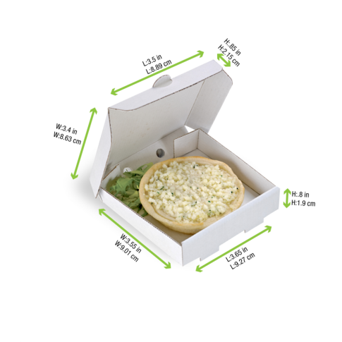 Mini scatola in cartone bianco per pizza   90x90mm H20mm