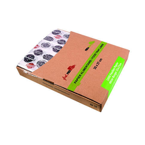 Carta bianca con decorazione hamburger, in scatola dispenser 350x270mm