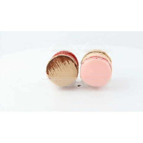 Inserto in PET trasparente per 4 macarons (2x2) con chiusura clip 108x74mm H23mm