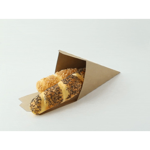 Cono da snack richiudibile in cartone kraft 90x90mm H190mm