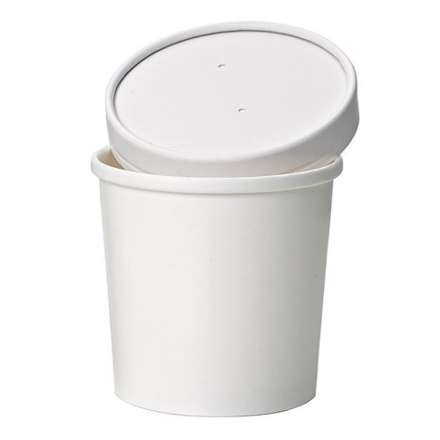 Contenitore in cartone bianco per alimenti caldi e freddi, con coperchio  H100mm 470ml