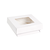 Scatola "Kray" in cartone bianco con coperchio a finestra 155x155mm H50mm 950ml