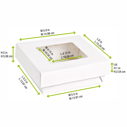 Scatola "Kray" in cartone bianco con coperchio a finestra 155x155mm H50mm 950ml
