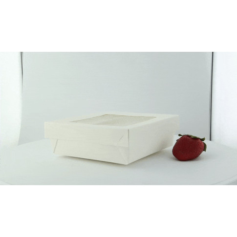 Scatola "Kray" in cartone bianco con coperchio a finestra 155x155mm H50mm 950ml