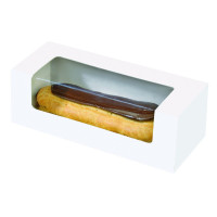 Scatola per macaron o éclair in cartone con finestra in PLA 150x60mm H50mm