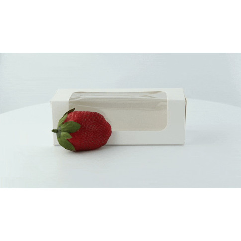 Scatola per macaron o éclair in cartone con finestra in PLA 150x60mm H50mm