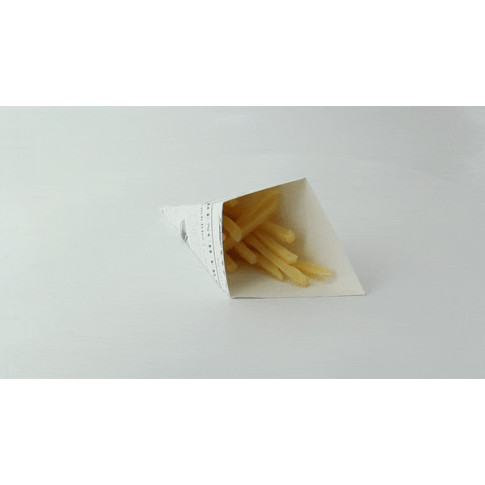 Cono in cartone laminato in PE antiunto, decorazione stampa di giornale 160x130mm  250ml