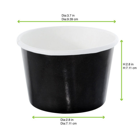 Contenitore in cartone nero per alimenti caldi e freddi  H62mm 280ml