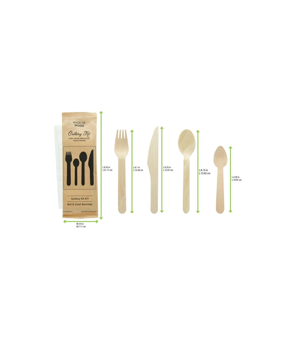 Set Posate Compostabili In Legno - 40 Pezzi Confezionati Singolarmente - Cucchiaio, Forchetta, Coltello - Ecologiche Per Feste E Pic Nic