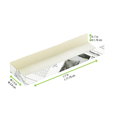 Supporto per hot dog in cartone, decorazione stampa di giornale 180x40mm H19mm