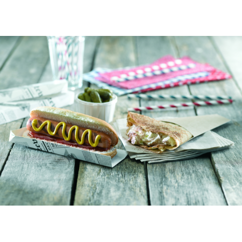 Supporto per hot dog in cartone, decorazione stampa di giornale 180x40mm H19mm