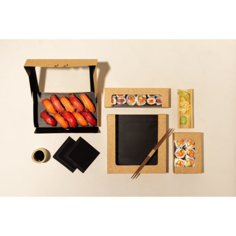 Scatola per sushi con finestra antiappannamento per 40-60 pezzi 250x250mm H40mm