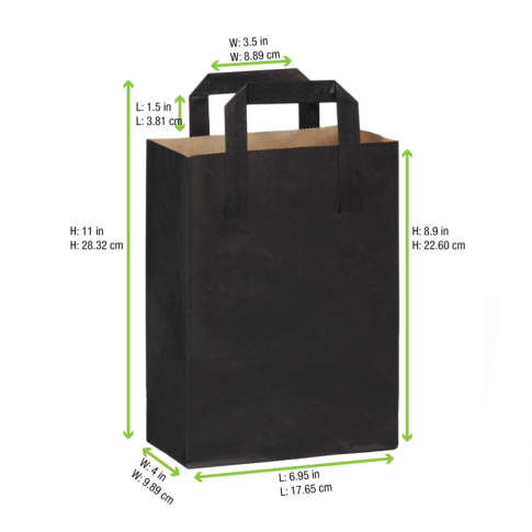 Piccola shopper riciclato in carta nera 180x85mm H230mm