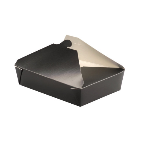 Lunchbox in cartone nero con chiusura a incastro 217x160mm H50mm 1450ml