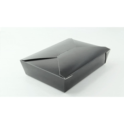 Lunchbox in cartone nero con chiusura a incastro 217x160mm H50mm 1450ml
